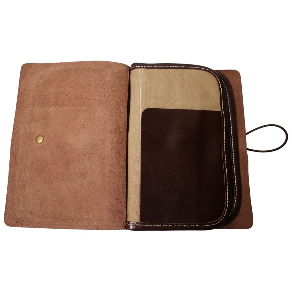LINSHI TASKS Genuine Leather Journal Planner Folio Wallet Organizer Brown - Picture 9 of 16